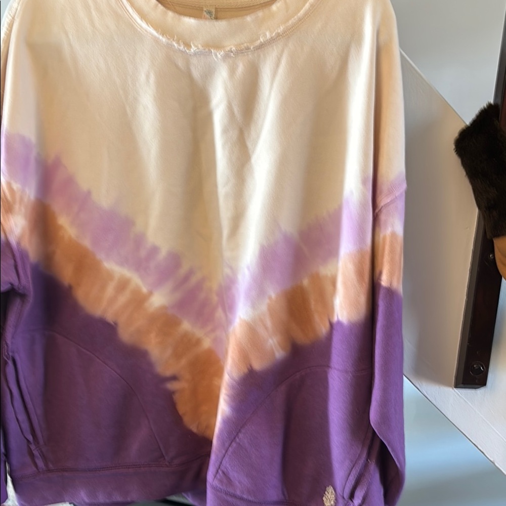 Free people Purple and Cream Tie-Dye Sweatshirt NWOT